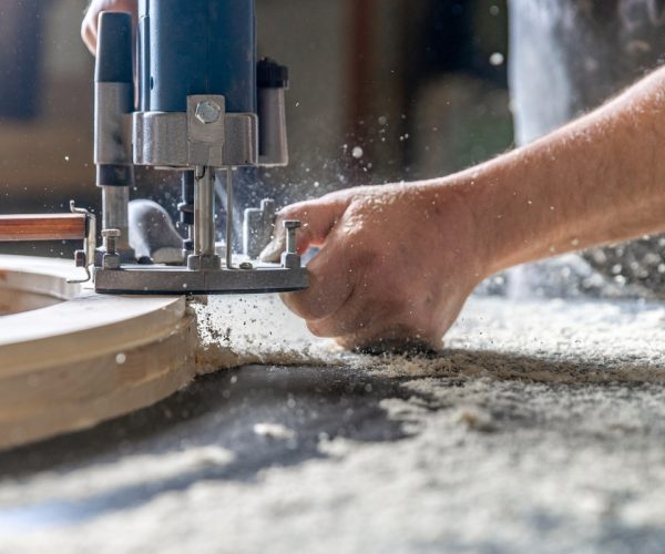 Milling,Wood,In,The,Joinery,Using,Manual,Mechanical,Cutters.,Flying