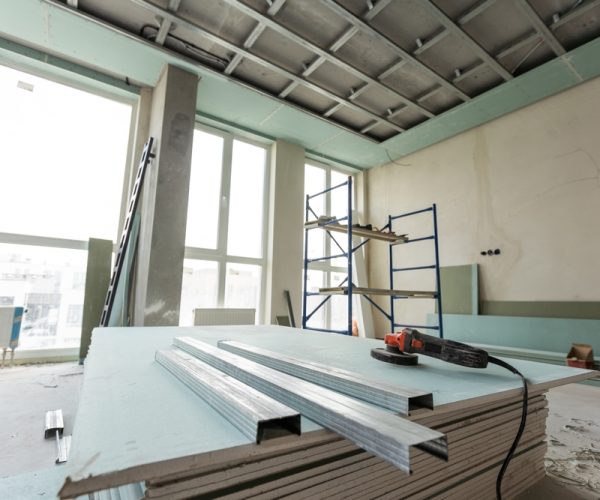 Working,Process,Of,Installing,Metal,Frames,For,Plasterboard,-drywall