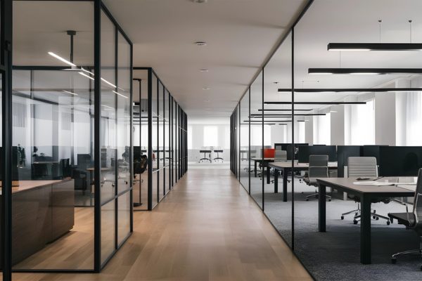A,Modern,Workspace,Characterized,By,A,Sleek,,Minimalist,Design.,The